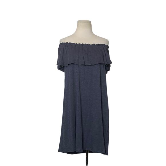 Drew Smokey Gray Off Shoulder Mini Shift Dress Size M - Picture 1 of 11